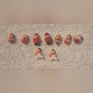 Vintage Miniature Christmas Plastic Figures Lot Snowmen Children 1950s Japan